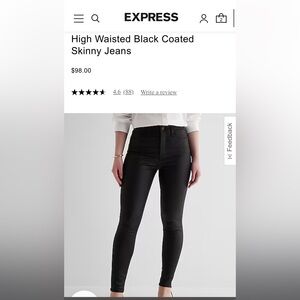 Express High Waisted Black Coated Skinny Jeans